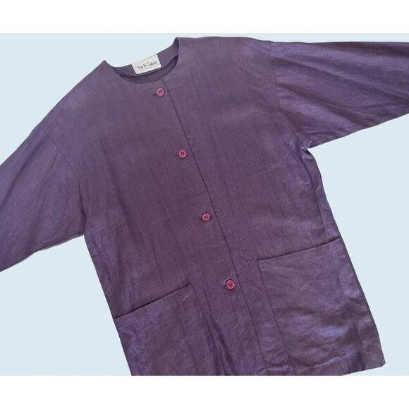 Vintage DIANE VON FURSTENBERG Purple Linen 1980s Jacket Blazer Sz S - Picture 1 of 7